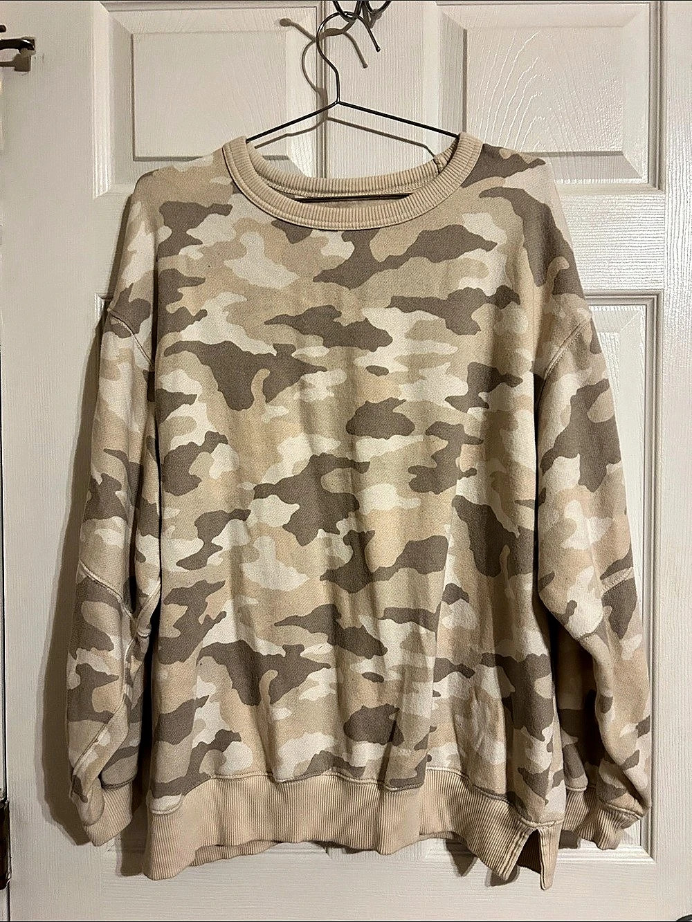 Aerie Good Vibes Oversized Camo Crewneck Brown & Beige Small